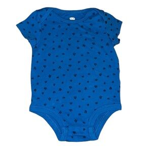 3/$20 ROCOCO 6M Royal Blue Crown Print Cotton Onesie